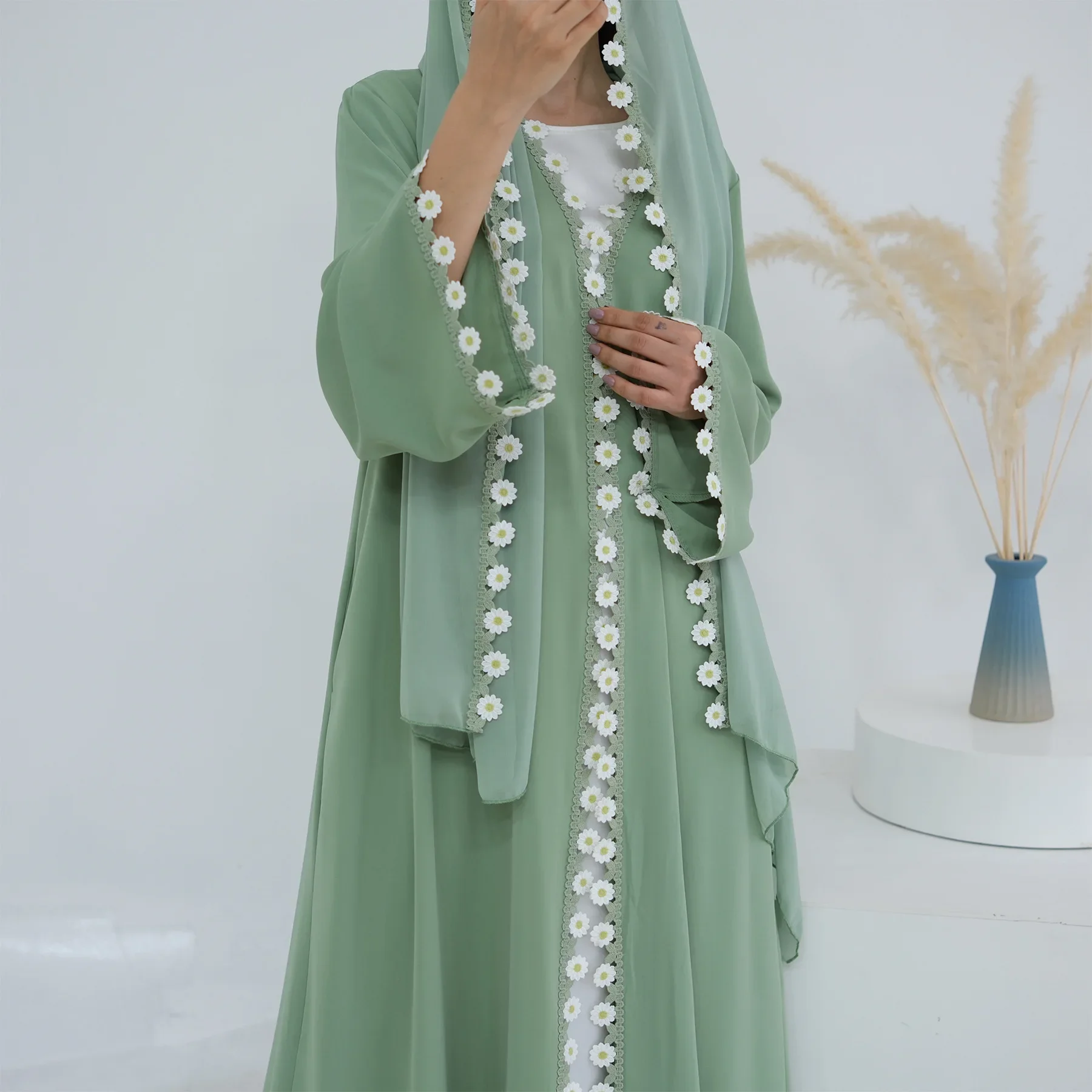 Embroidery Kebaya - Gaun Abaya Dubai Turki Kaftan Wanita