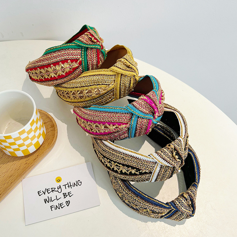Embroidery Gold - Wanita Anak Perempuan Antik Bohemian Bordir