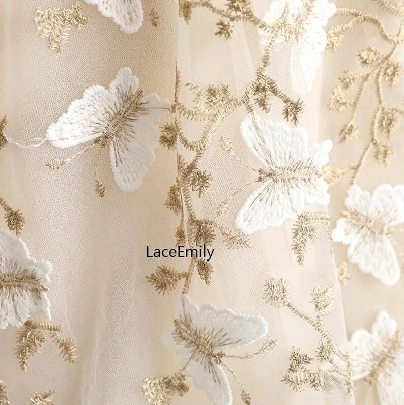 Embroidery Veil - Kain Renda Kupu-kupu 3D Kain Tulle