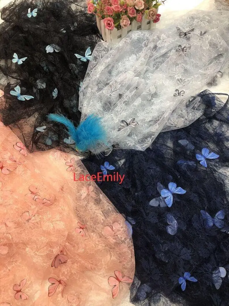 Embroidery Veil - Kain Renda Bordir Kupu-kupu 3D 4