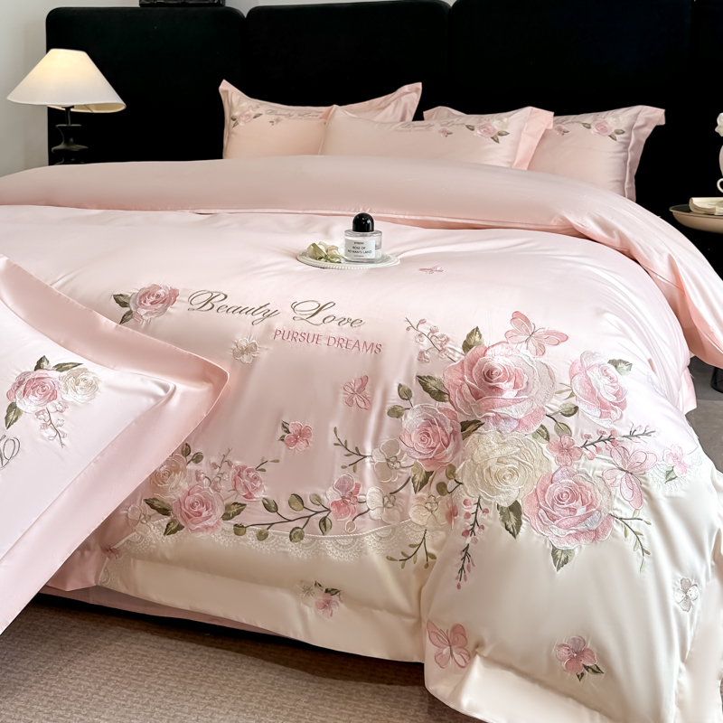 Embroidery Quilt Cover - Set Tempat Tidur Katun 100% Mewah