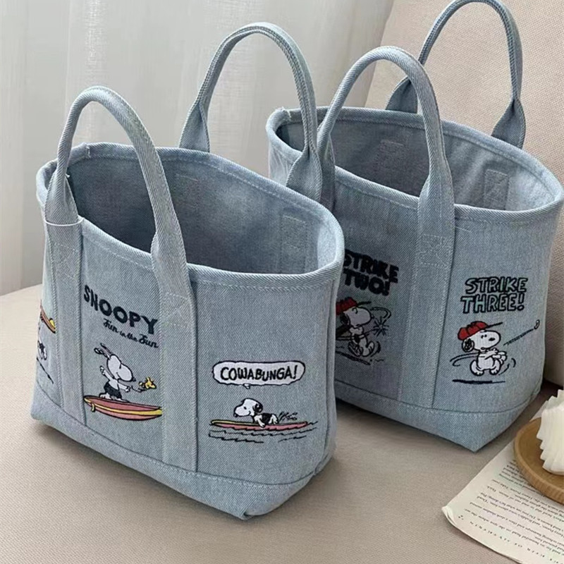 Embroidery Job - Tas Denim Komik Snoopy Baru, Tas
