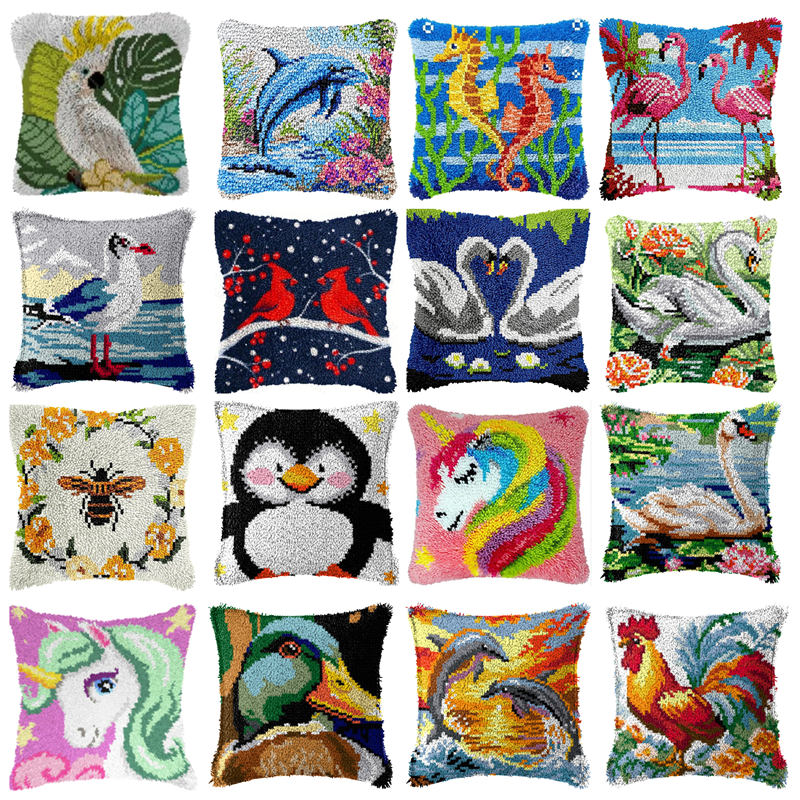 Printed Embroidery Kit - DIY Burung Unicorn Bantal Kerajinan Wol