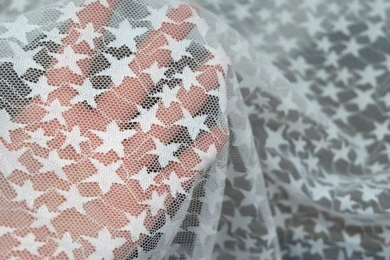 Embroidery Veil - Kain Renda Bordir Bintang Lembut Hitam