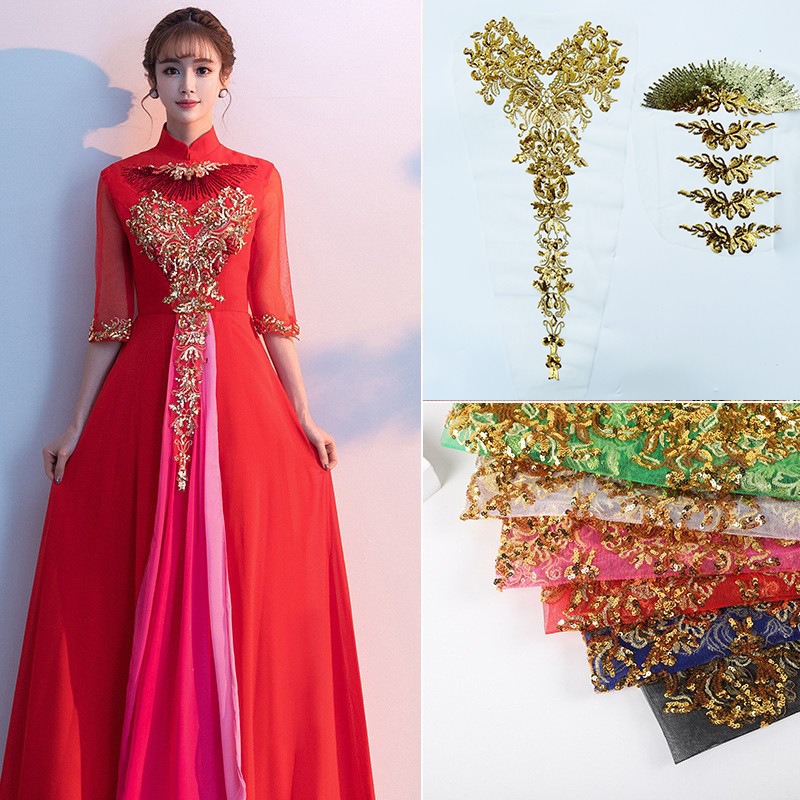 Embroidery Gold - 1Set Bordir Payet Peony Berlapis Emas