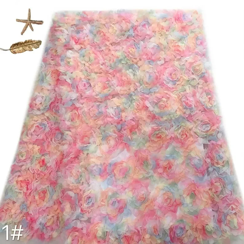 Embroidery Veil - Kain Renda Bunga Mawar Sifon 3d