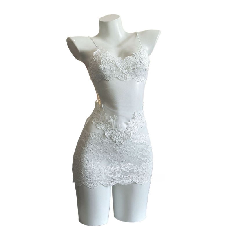 Embroidery Dress - Gaun Tanpa Tali Bordir Renda Seksi