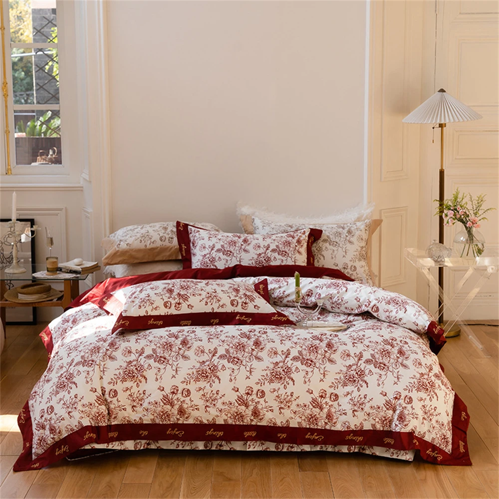 Embroidery Quilt Cover - Selimut Pengantin Bordir Premium Romantis Motif