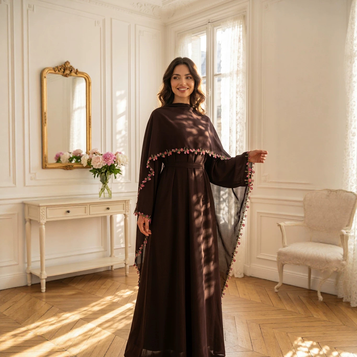Gaun Abaya Bordir Elegan Set H - Embroidery Kebaya ulasan dan harga