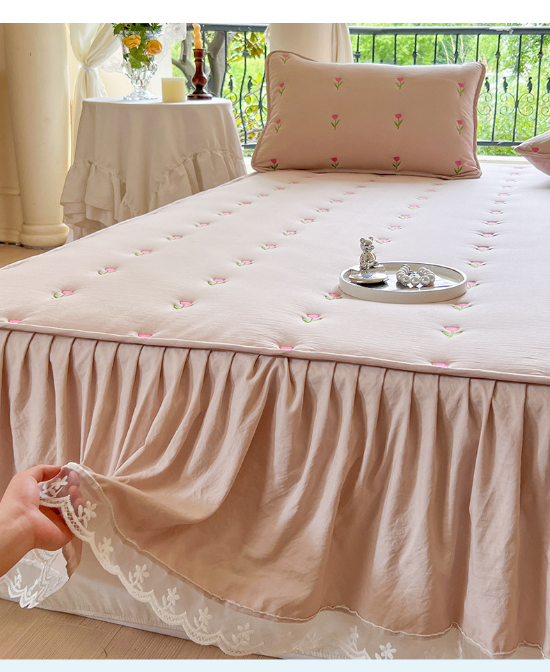 Set Rok Tempat Tidur Katun Ber - Embroidery Quilt Cover ulasan dan harga