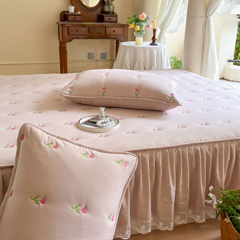 Set Rok Tempat Tidur Katun Ber - Embroidery Quilt Cover ulasan dan harga