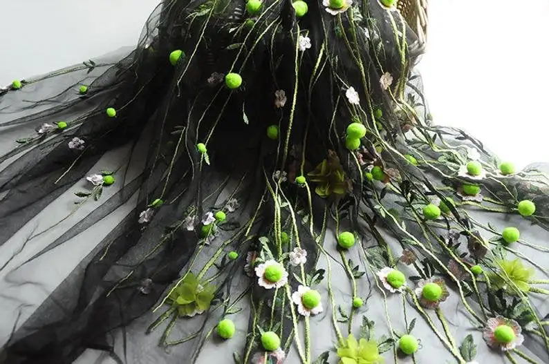 Kain Renda Bordir Pompom Bunga - Embroidery Veil ulasan dan harga