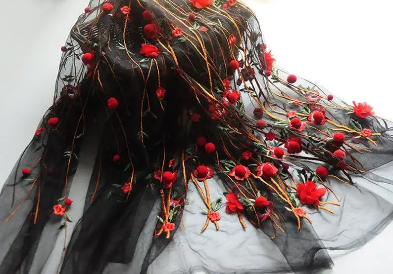 Kain Renda Bordir Pompom Bunga - Embroidery Veil ulasan dan harga