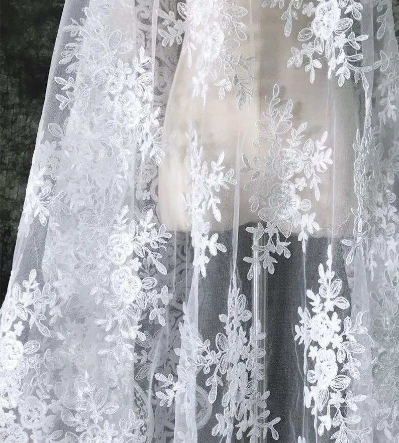 Kain Renda Bordir Bunga Antik  - Embroidery Veil ulasan dan harga