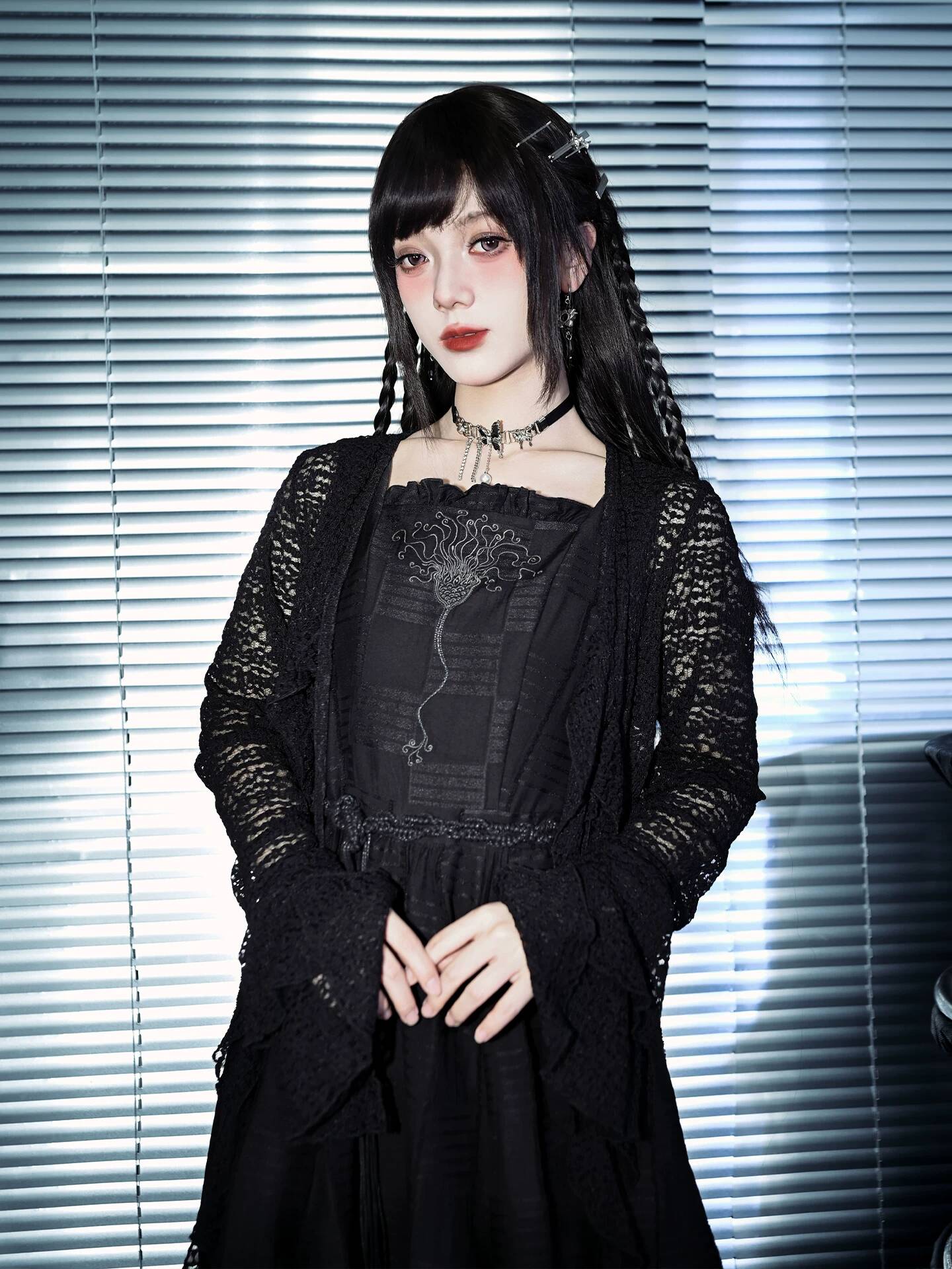 Gaun Bud Lapisan Ganda Hitam B - Embroidery Dress ulasan dan harga
