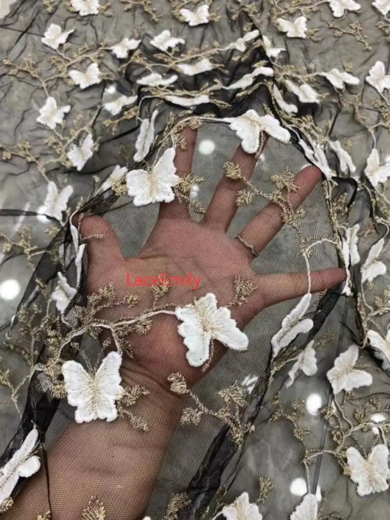 Kain Renda Kupu-kupu 3D Kain T - Embroidery Veil ulasan dan harga