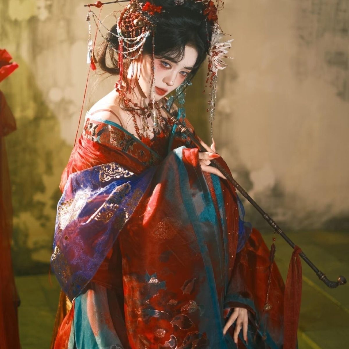 Gaun Hanfu Bordir Hitam Biru u - Embroidery Dress ulasan dan harga