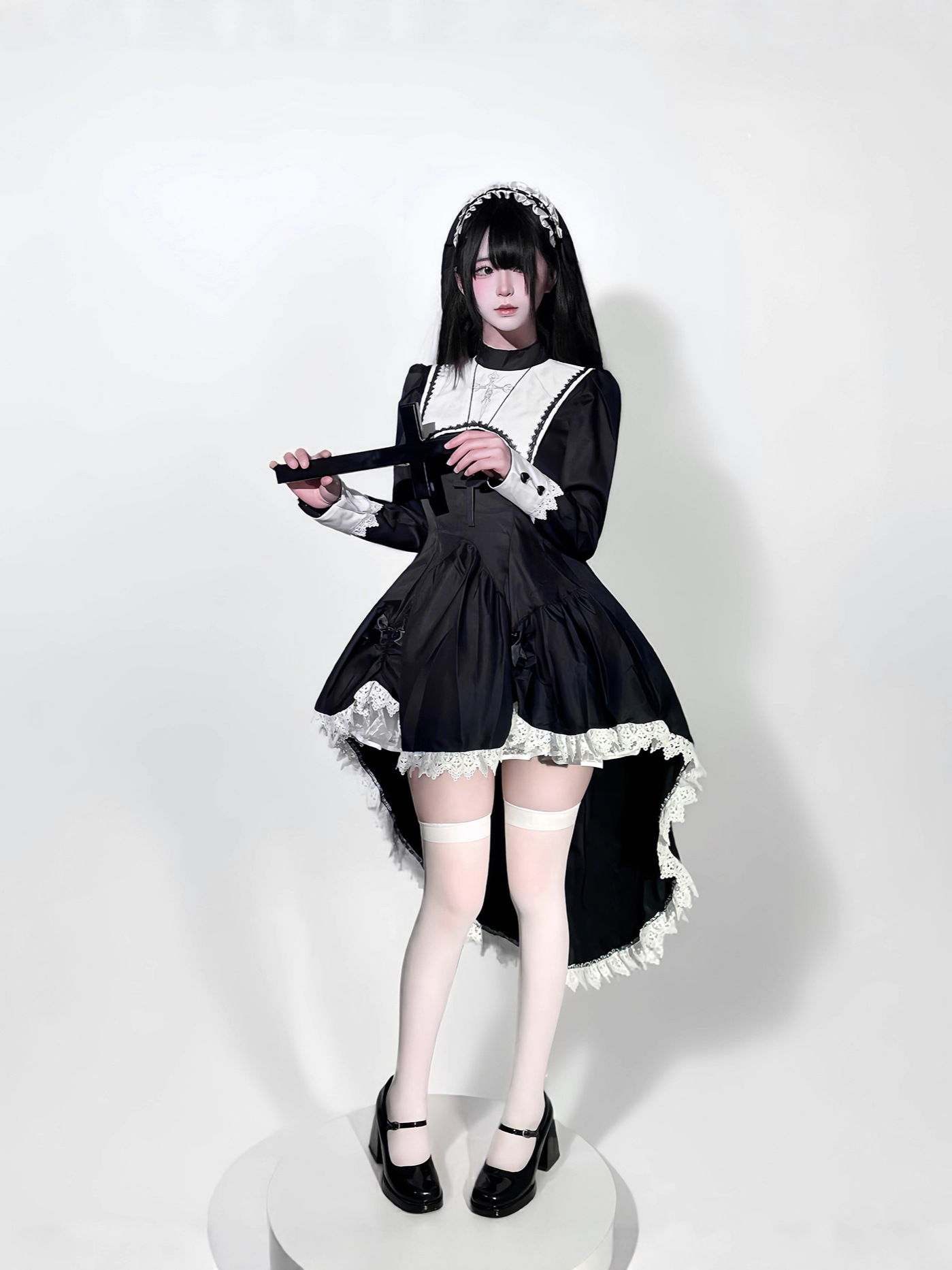 Kostum biarawati Halloween den - Embroidery Dress ulasan dan harga