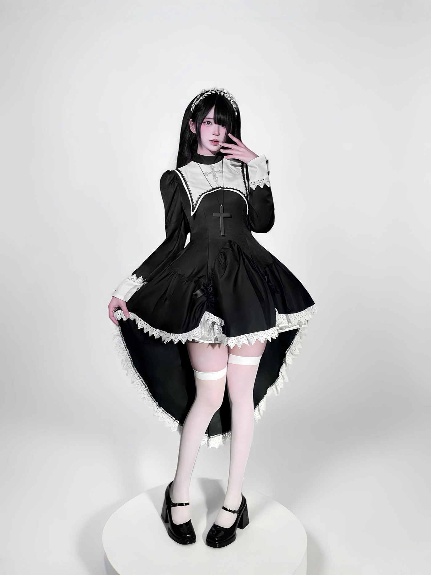 Kostum biarawati Halloween den - Embroidery Dress ulasan dan harga