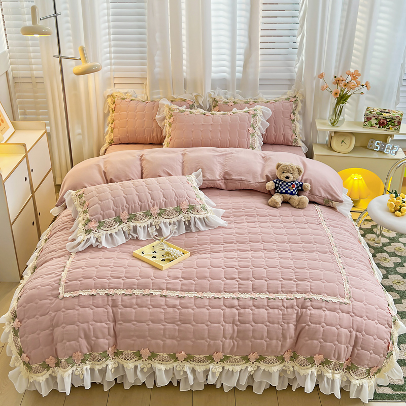 Merah Muda Gaya Putri Korea Se - Embroidery Quilt Cover ulasan dan harga