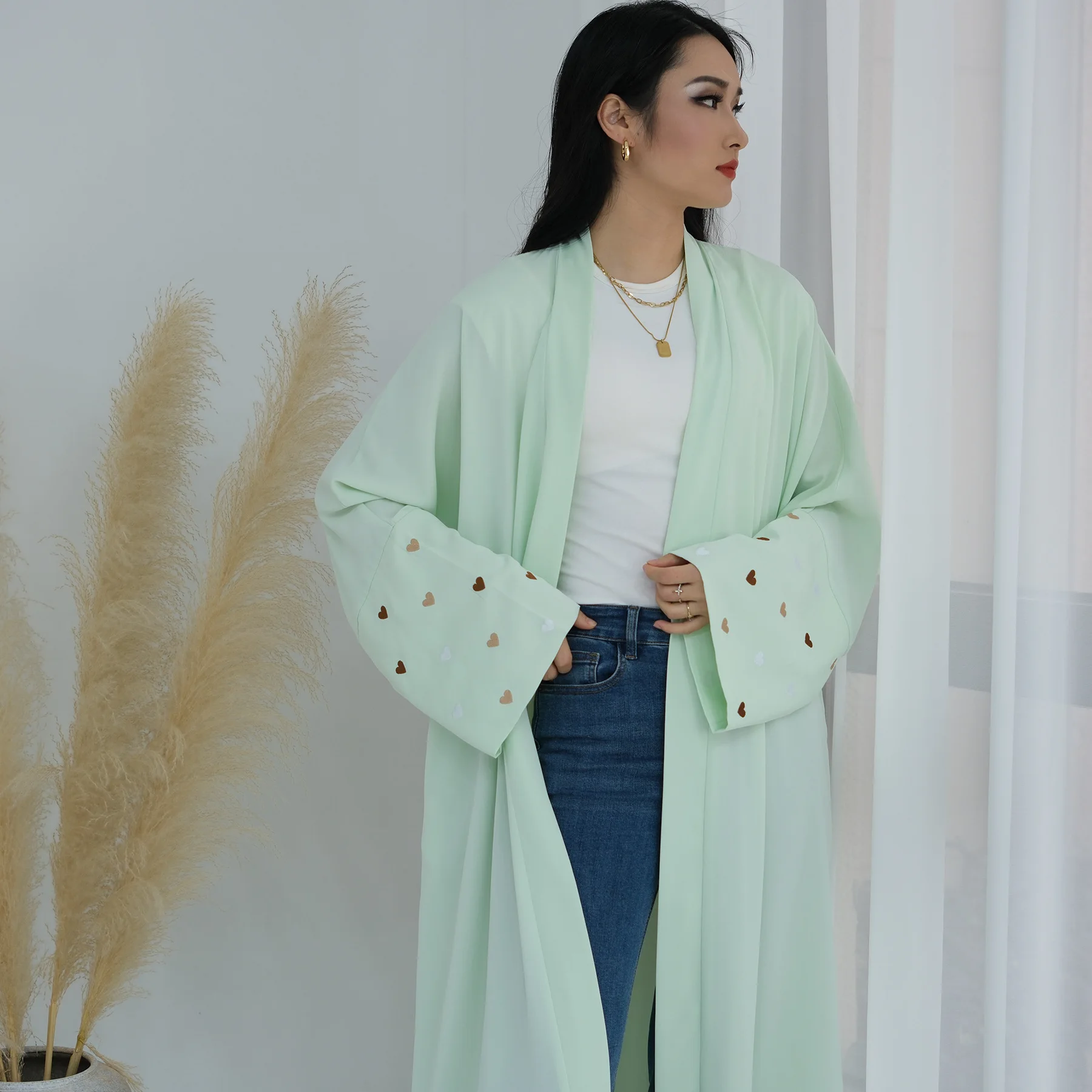 Gaun Panjang Bordir Hati Eid D - Embroidery Kebaya ulasan dan harga