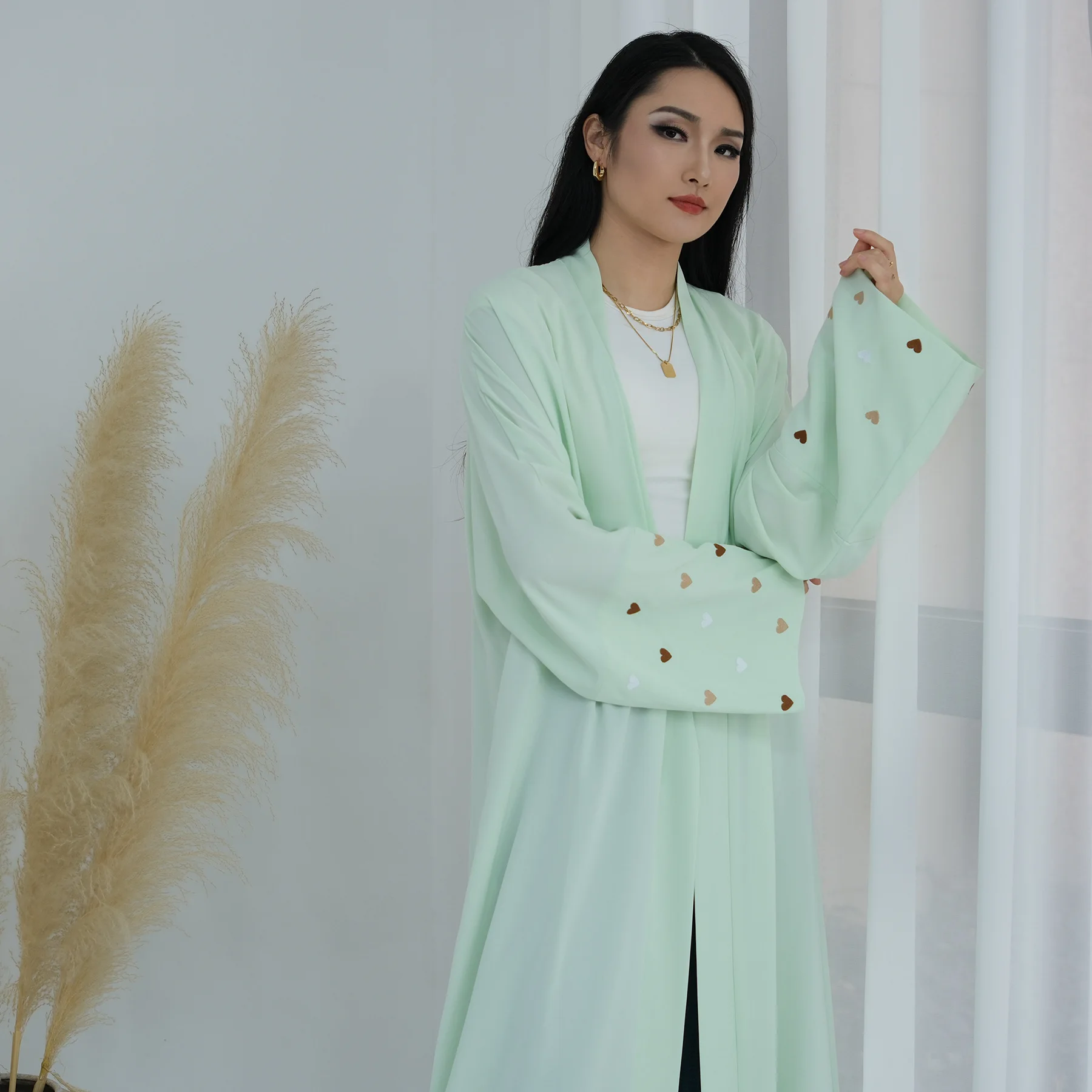 Gaun Panjang Bordir Hati Eid D - Embroidery Kebaya ulasan dan harga